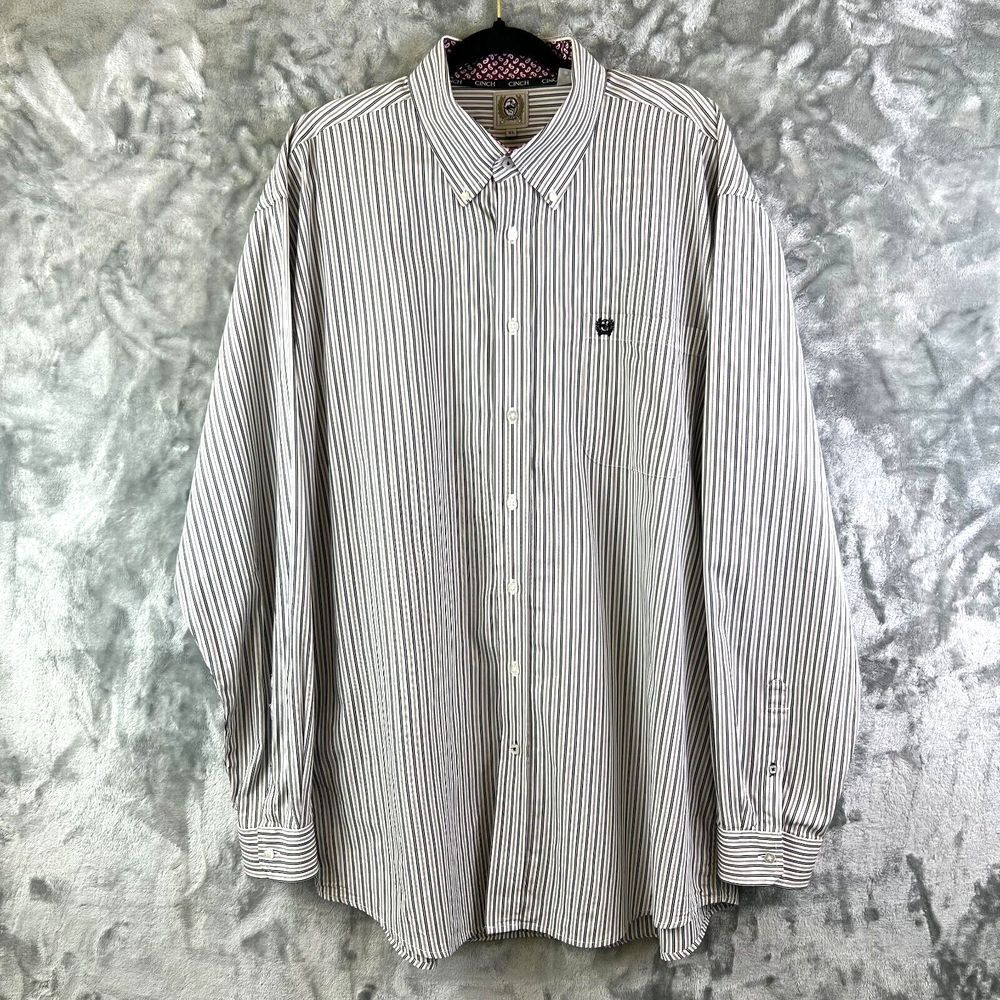 Cinch Black White Striped Button Down Shirt Mens XL Cowboy Rodeo Western Ranch